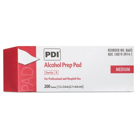 Sani Professional PDI Alcohol Prep Pads, White, PK200 B60307